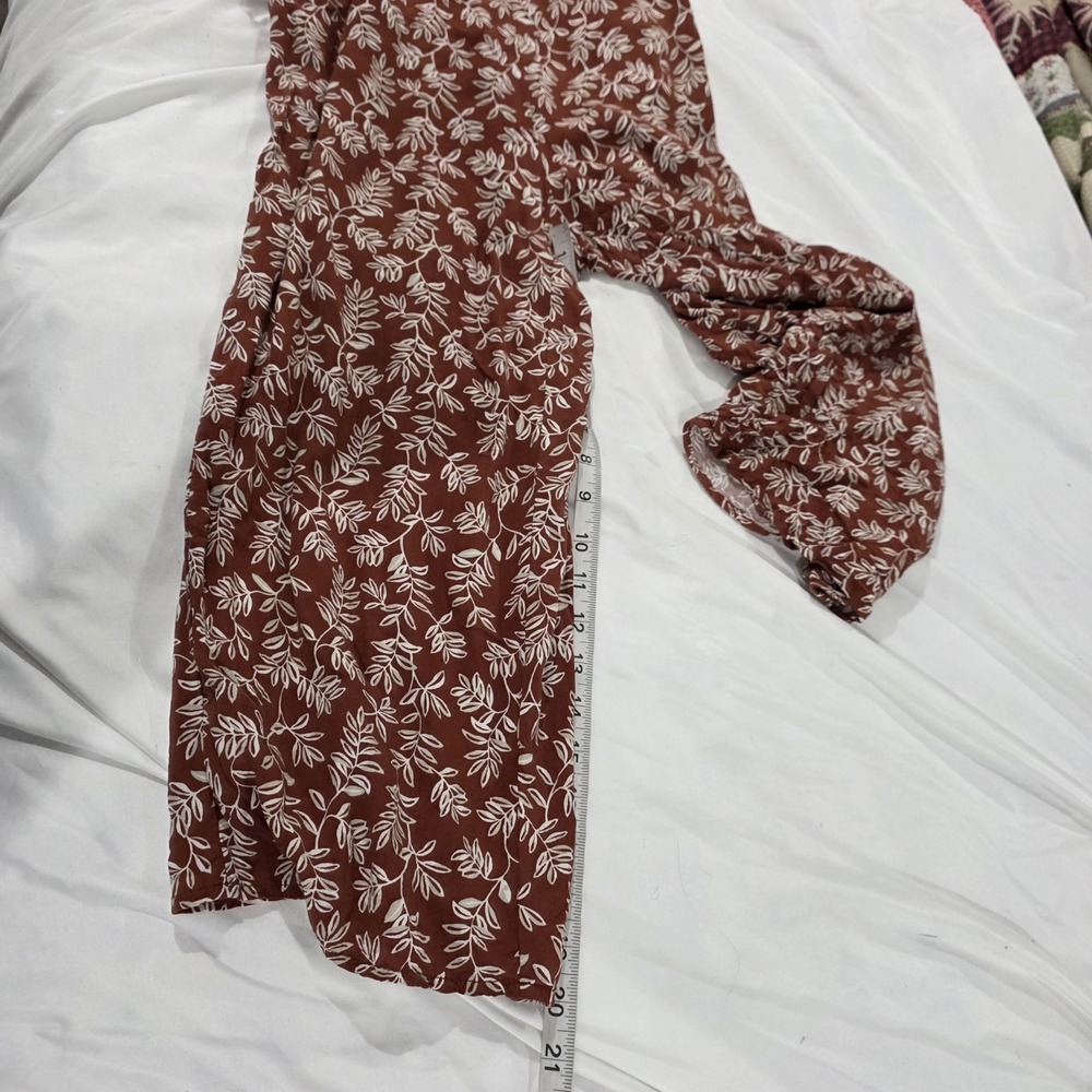 Old‎ Navy Womens Jumpsuit Medium Floral Burnt Orange Tropical Summer Vacation - Picture 7 of 9